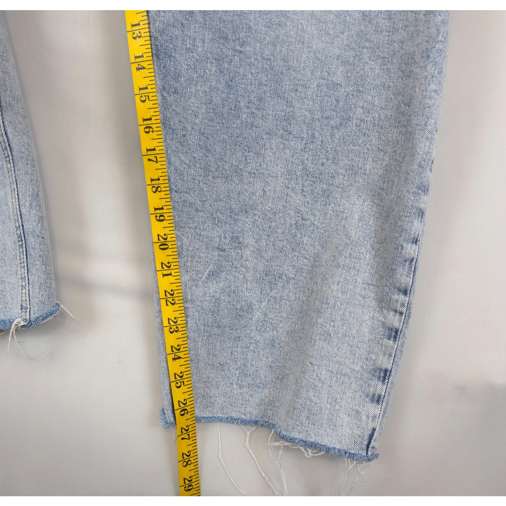 Old Navy Acid Wash Button Fly Jeans Raw Hem Women 29 High Rise Stretch Blue - Picture 5 of 11